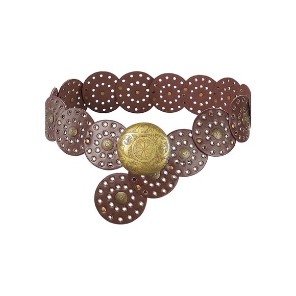Western Leather Belt For Women Wide Cowboy Hollow Boho Disc Concho Waist Belts⚡️
